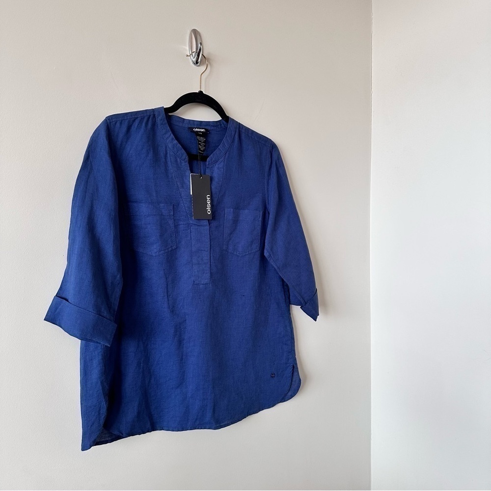 OLSEN-GLAM Safari Linen & Cotton Blouse (Size:Small) - Picture 3 of 9